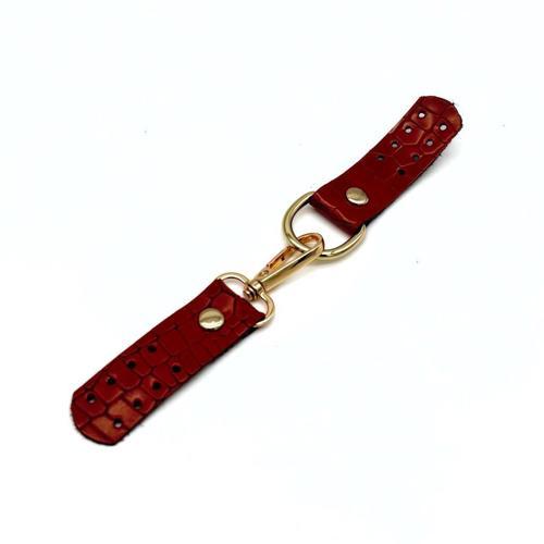 Gerçek Deri Kancalı Böce (Kilit) Croco Taba Renk Light Gold Metalli