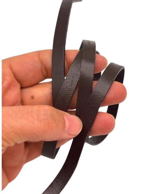 Koyu Kahve Renk Gerçek Deri 8 mm Şerit Deri İp