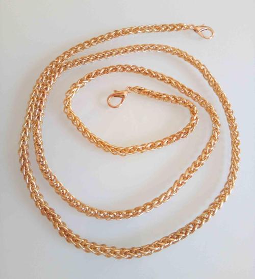 Light Gold Renk Örgü Model Çanta Zinciri (120 Cm)
