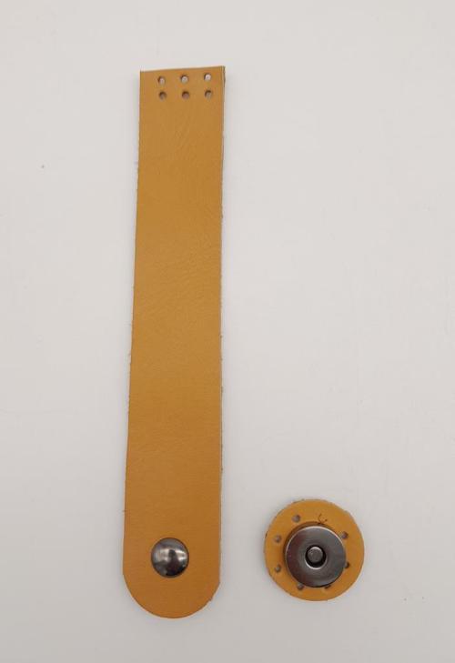 18x3 cm Hardal Gerçek Deri Düz Çanta Kapağı Füme Metalli