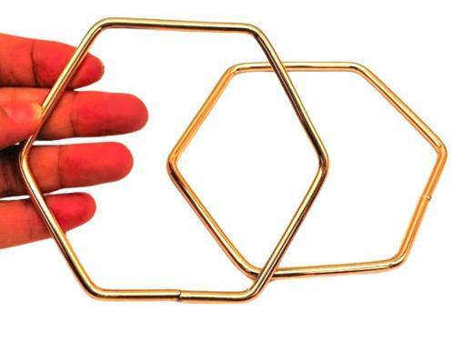 Light Gold Renk Altıgen Model Çift Metal Çanta Sapı