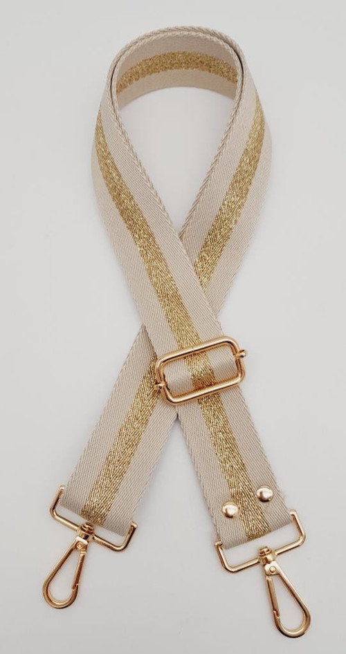 Polyester Kolon 120X4 Cm Bej Renk Simli Light Gold Metalli