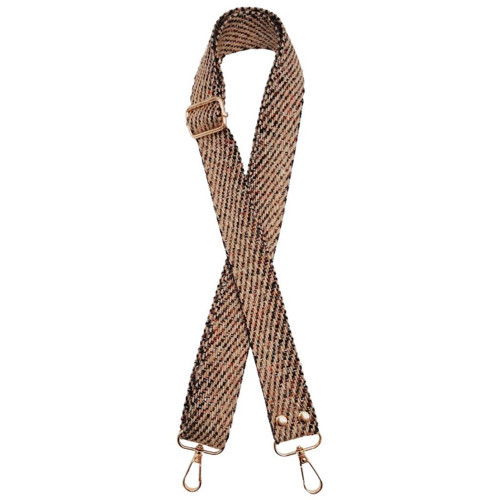 120x3 cm Jüt Kolon Çanta Sapı Renkli Simli Light Gold Metalli