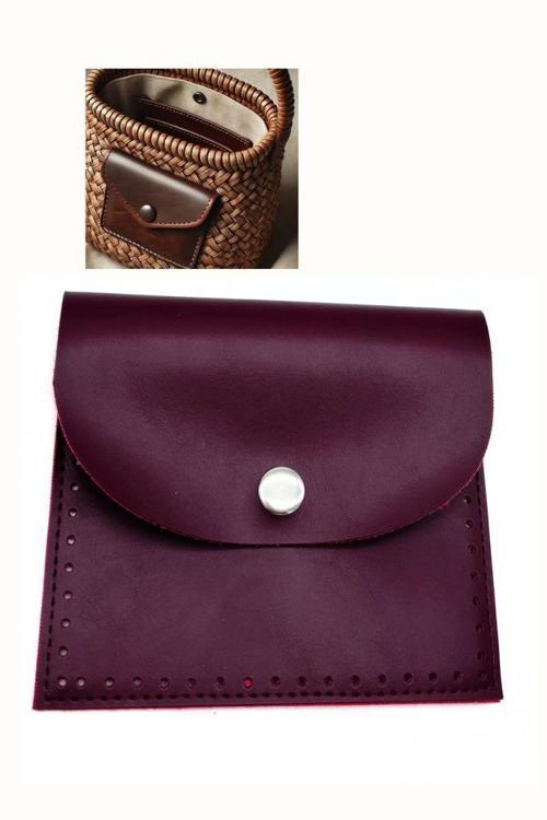 14X12.5 cm cm Bordo Renk  Çıtçıtlı Suni Deri Cep