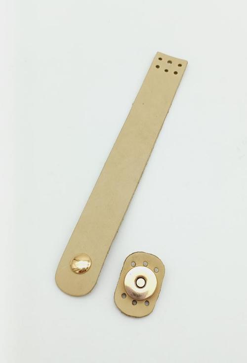 18x2,3 cm Ham (Doğal) Renk Gerçek Deri Düz Çanta Kapağı Light Gold Metalli