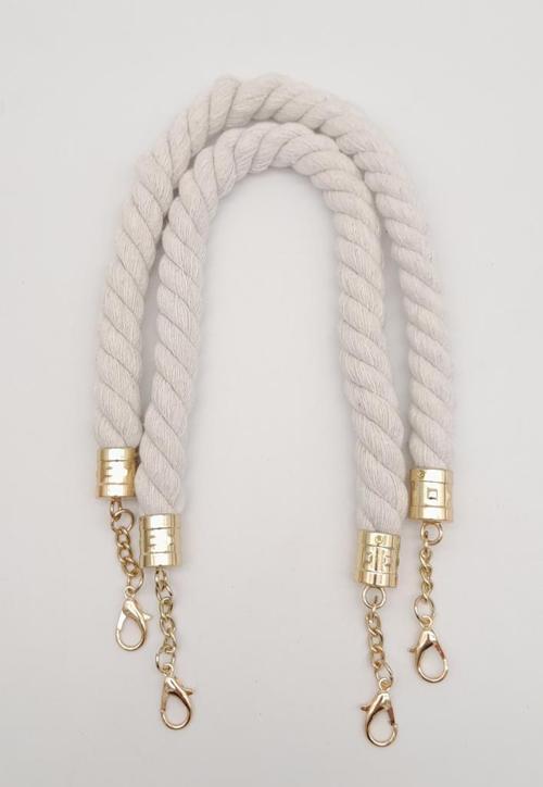 50 cm Pamuklu Halat Model Çift Çanta Sapı Light Gold Metalli