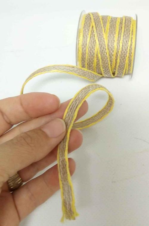 Kenarları Sarı Hasır Renk Kordon, Büzgü İpi Metrelik