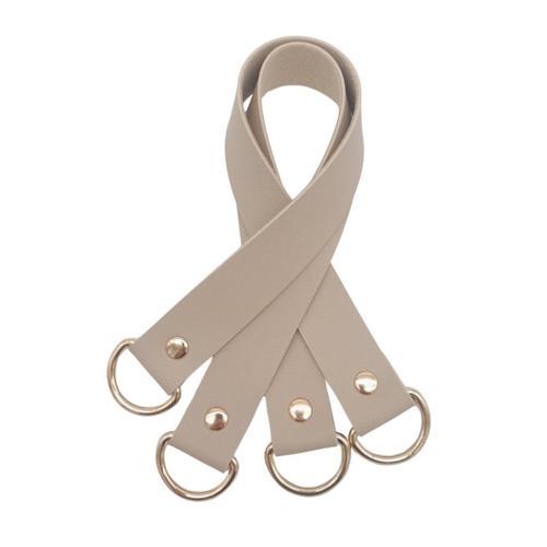 Suni Deri 38x2.5 cm Bej Renk Çift Çanta Sapı Light Gold Metalli