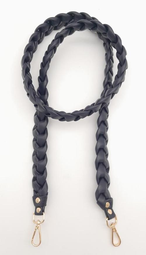 135 cm Örgü Model Lacivert Renk Suni Deri Çanta Sapı Light Gold Metalli