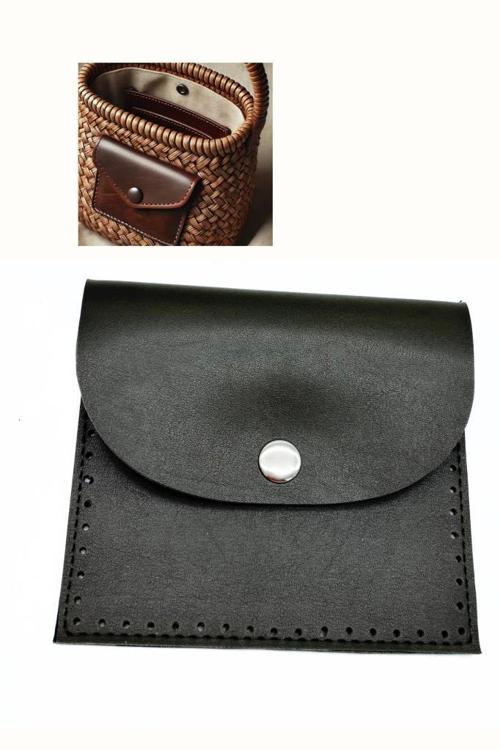 14X12.5 cm cm Haki Renk  Çıtçıtlı Suni Deri Cep