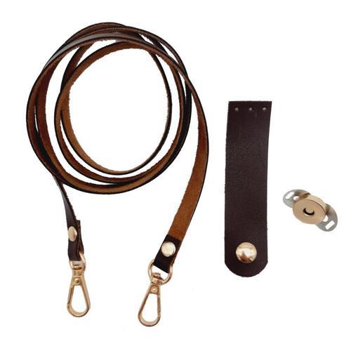 Suni Deri Kahverengi Cep Telefonu Seti Light Gold Metalli