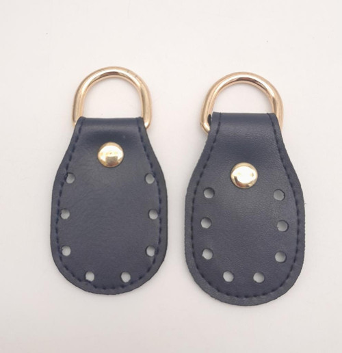 Lacivert Çift Kat Dikişli Suni Deri Sapucu Böce Light Gold Metalli