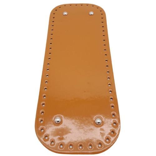Parlak Rugan Deri 32x12 cm Dikdörtgen Çanta Tabanı Açık Taba Renk Gümüş Metalli