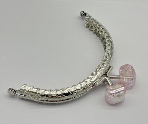 10 cm Gümüş Oval Cüzdan Çanta Klipsi Bursu Açık Pembe