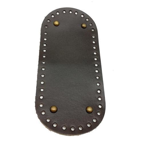Gerçek Deri Koyu Kahve 25X12 cm Oval Antik Metalli Çanta Tabanı