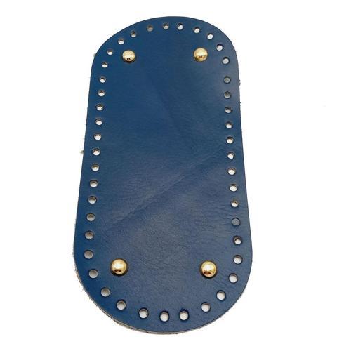 Gerçek Deri Lacivert 25X12 cm Oval Light Gold Metalli Çanta Tabanı