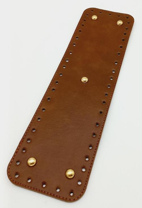 Suni Deri Taba Renk 35X10 cm Dikdörtgen Çanta Tabanı (Light Gold Aparatlı)