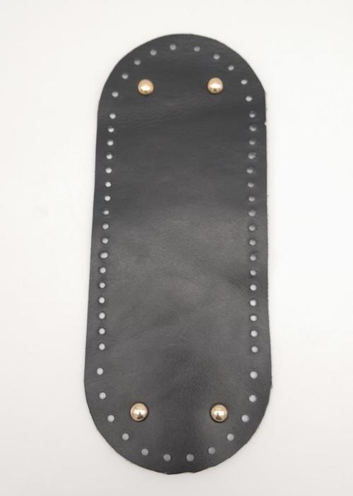 Gerçek Deri Siyah 30X12 cm Oval Light Gold Metalli Çanta Tabanı