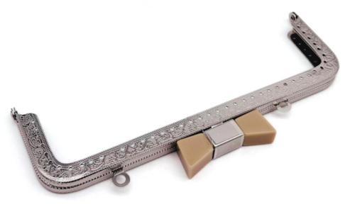 20 Cm Gümüş Renk Bej Kurdele Model  Çanta Klipsi, Çanta Bursu