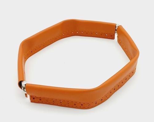 Turuncu Renk Derili Metal Çanta Ağzı 25 Cm