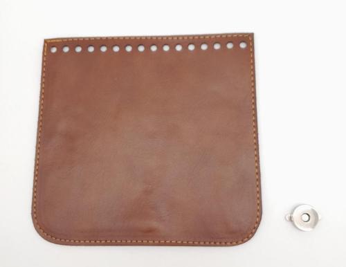 Taba Renk Suni Deri 16.5X16 Cm Çanta Kapağı Gümüş Metalli