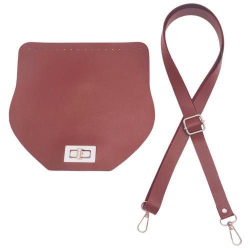 Suni Deri 21x19 cm Kapaklı ve Ayarlı Saplı Çanta Seti Bordo Renk Gümüş Metalli