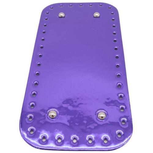 Parlak Rugan Deri 25x12 cm Dikdörtgen Çanta Tabanı Mor Renk Gümüş Metalli