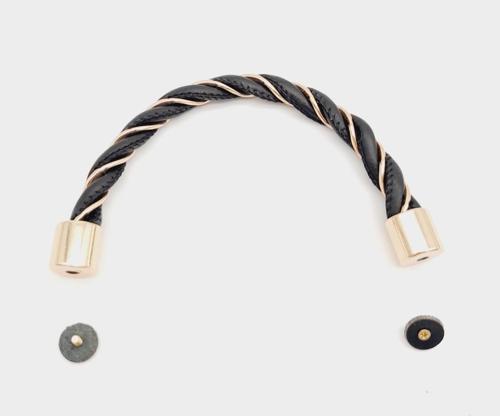 Siyah Renk Derili Burgu Model Metal Çanta Sapı