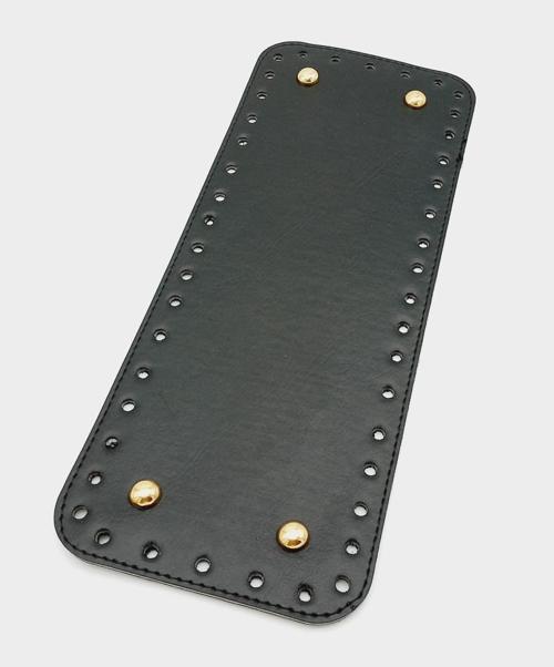 Suni Deri Siyah Renk 30X12 cm Dikdörtgen Çanta Tabanı (Light Gold Aparatlı)