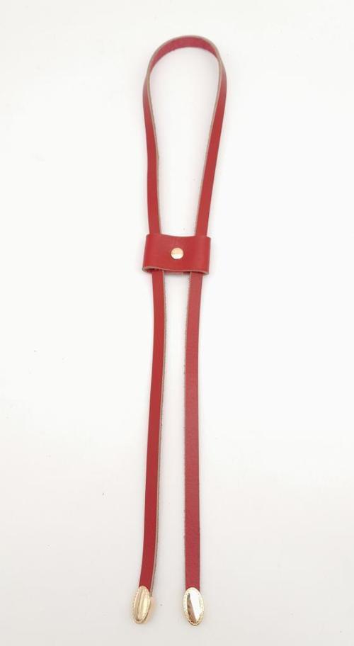 Kırmızı Gerçek Deri Büzgü Light Gold Metalli