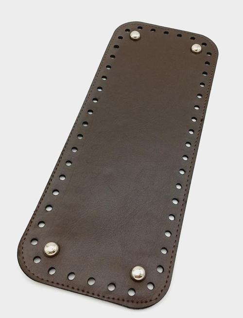 Suni Deri Kahverengi 30X12 cm Dikdörtgen Çanta Tabanı (Gümüş Aparatlı)