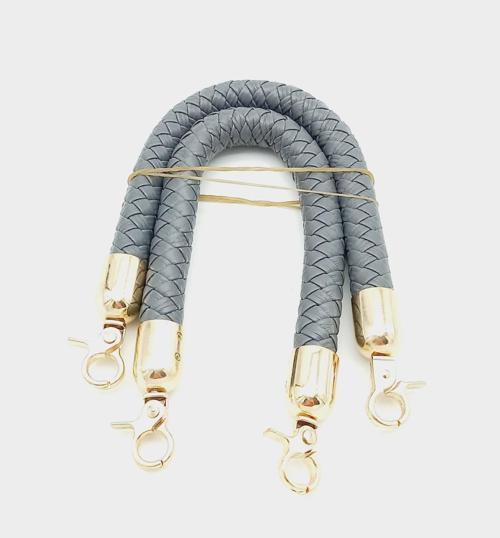 Gri Kısa Örme Çanta Sapı Light Gold Metal
