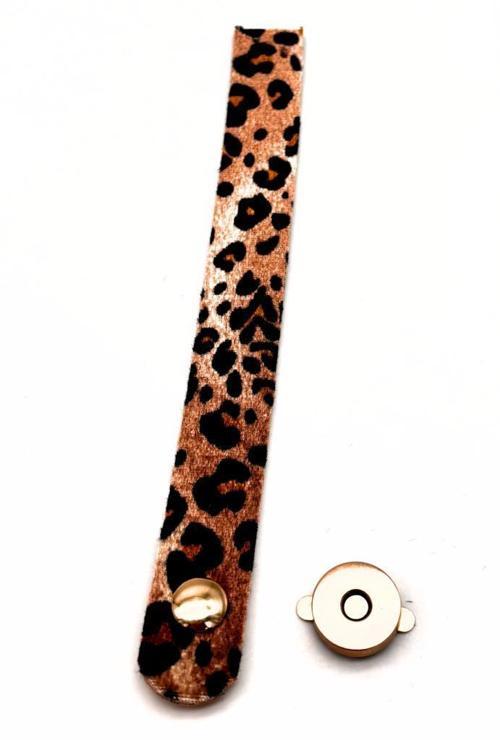 18x2 cm Suni Deri Leopar Renk Çanta Kapağı Light Gold  Metalli