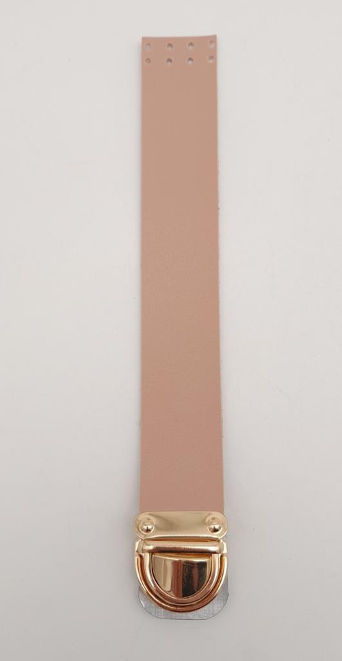 Pudra Renk 20x3 Cm Tek Kat Suni Deri Kapak Light Gold Metal