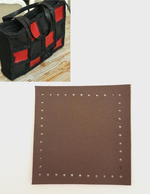 10x10 cm Kare Suni Deri Koyu Kahverengi 1 Adet