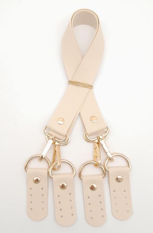 Suni Deri 55 Cm Misu Model Çift Sap Krem Renk Light Gold Metal