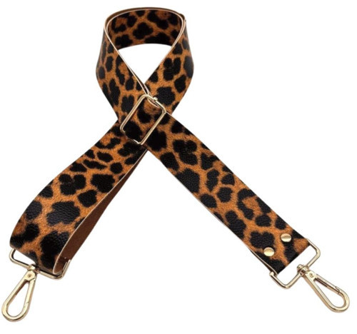 Suni Deri 120x4 cm Çanta Sapı Kalsap Leopar Renk Light Gold Metalli