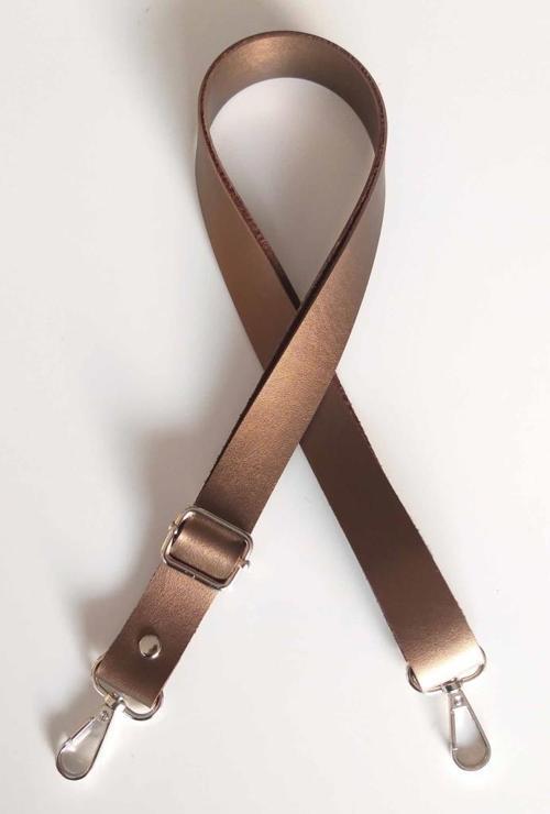 Tek Kat Suni Deri Ayarlı Çanta Sapı 120X2.4 Cm Bakır Renk