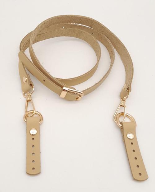 130x1.5 cm Ham Doğal Gerçek Deri Light Gold Tokalı Çanta Sapı