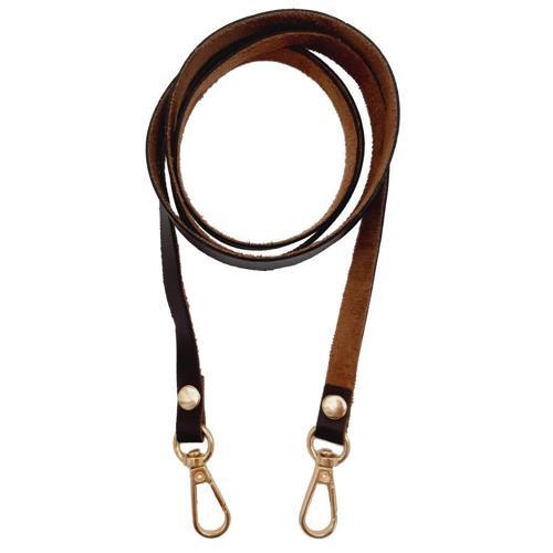 Spagetti Model Dikişsiz Çanta Sapı Koyu Kahve Renk Light Gold Metal