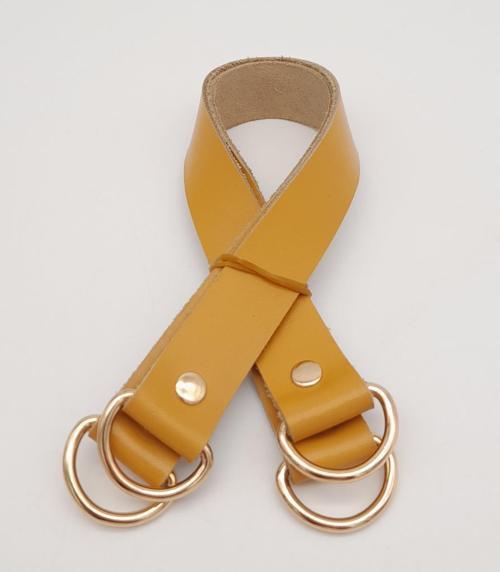 Hardal Gerçek Deri 37X2.3 Cm Çift Çanta Sapı Light Gold Metalli