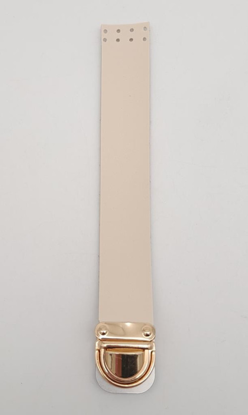 Krem Renk 20x3 Cm Tek Kat Suni Deri Kapak Light Gold Metal