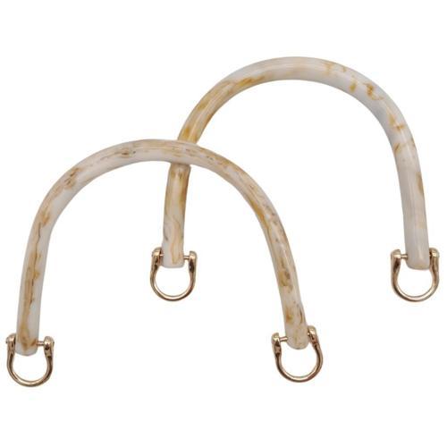 16 cm Akrilik Bej Renk Çanta Tutma Sapı Light Gold Metalli