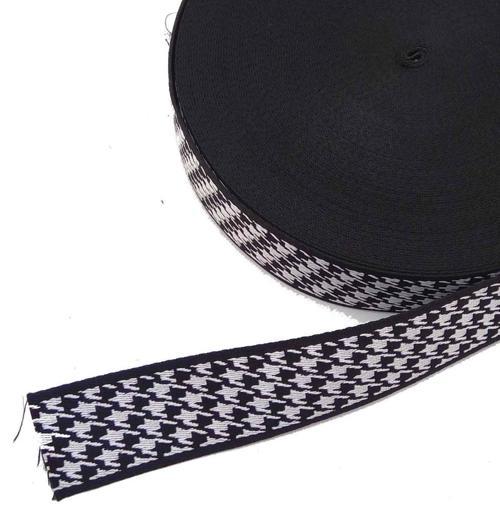 5 Cm Kazayağı Desenli Siyah  Polyester Kolon
