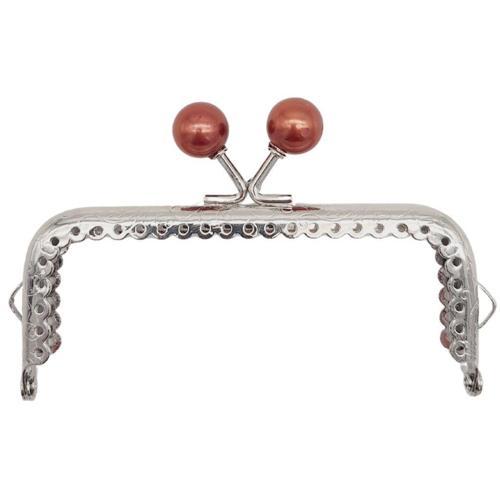 10.5 cm Gümüş Metal Koyu Bordo Toplu Dikdörtgen Cüzdan Klipsi Çanta Bursu Model 2