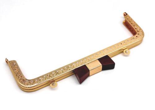 20 Cm Light Gold Renk Koyu Kahve Kurdele Model  Çanta Klipsi, Çanta Bursu