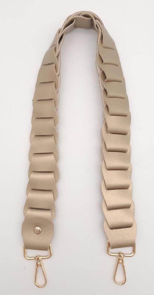 62 cm Yassı Örgü Model Suni Deri Gold Renk Çanta Sapı Light Gold Metalli