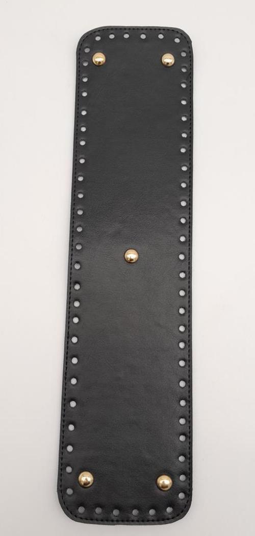 Suni Deri Siyah Renk 40X10 cm Dikdörtgen Çanta Tabanı Light Gold Aparatlı