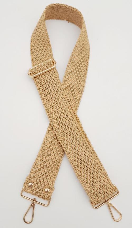 120x5 cm Hasır Model Kolon Çanta Sapı Light Gold Metalli