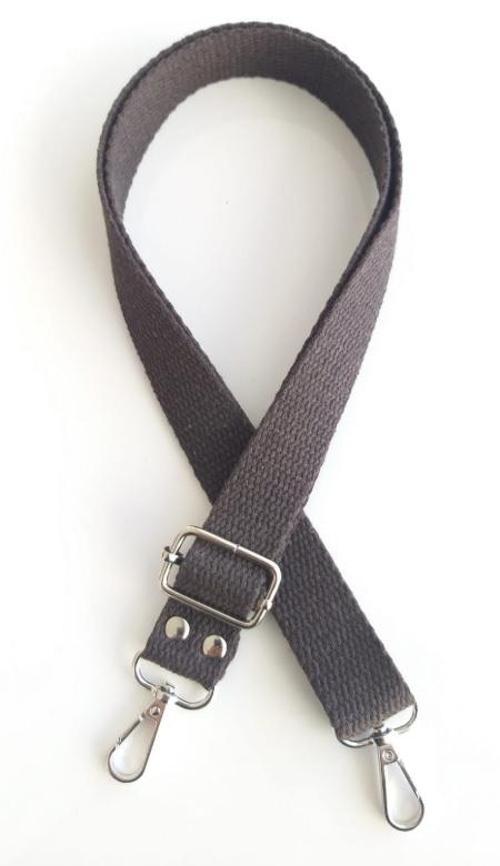 Koyu Kahve Pamuklu Kolon Ayarlamalı Çanta Sapı